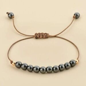 Breaded Hemp Bracelet Adjustable String Brown Gun Black